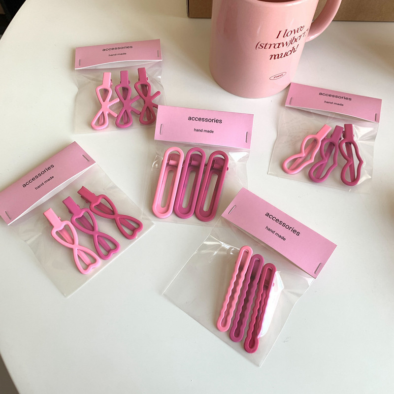 3 vnt./pak. Rose Red Gradient Bow Bear Ducksnapl segtukas Plaukų segtukai Barrettes Kirpčiukų segtukas mergaičių Kawaii plaukų aksesuarams