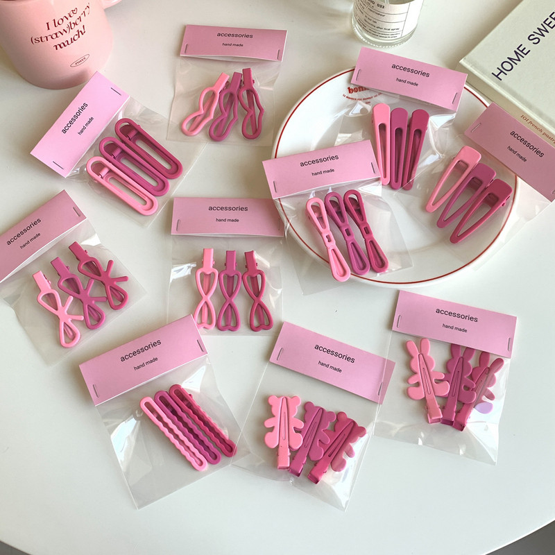 3 vnt./pak. Rose Red Gradient Bow Bear Ducksnapl segtukas Plaukų segtukai Barrettes Kirpčiukų segtukas mergaičių Kawaii plaukų aksesuarams