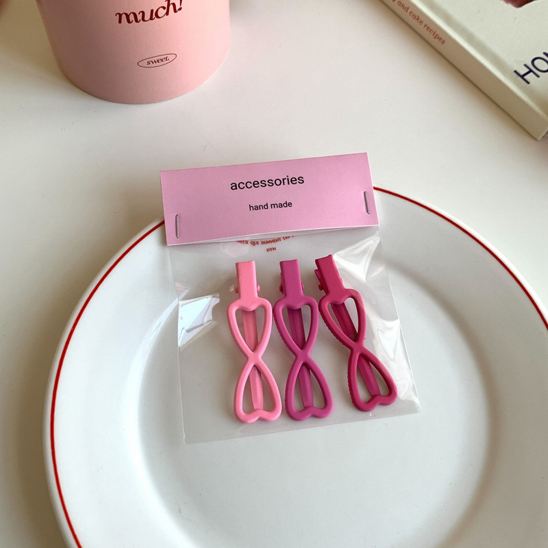 3 vnt./pak. Rose Red Gradient Bow Bear Ducksnapl segtukas Plaukų segtukai Barrettes Kirpčiukų segtukas mergaičių Kawaii plaukų aksesuarams