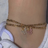 Tocona 2 buc/seturi Pretty Butterfly gleznă pentru femei, fete, colorate, acrilice, lanț gros, picioare, bijuterii, accesorii, cadou 16412