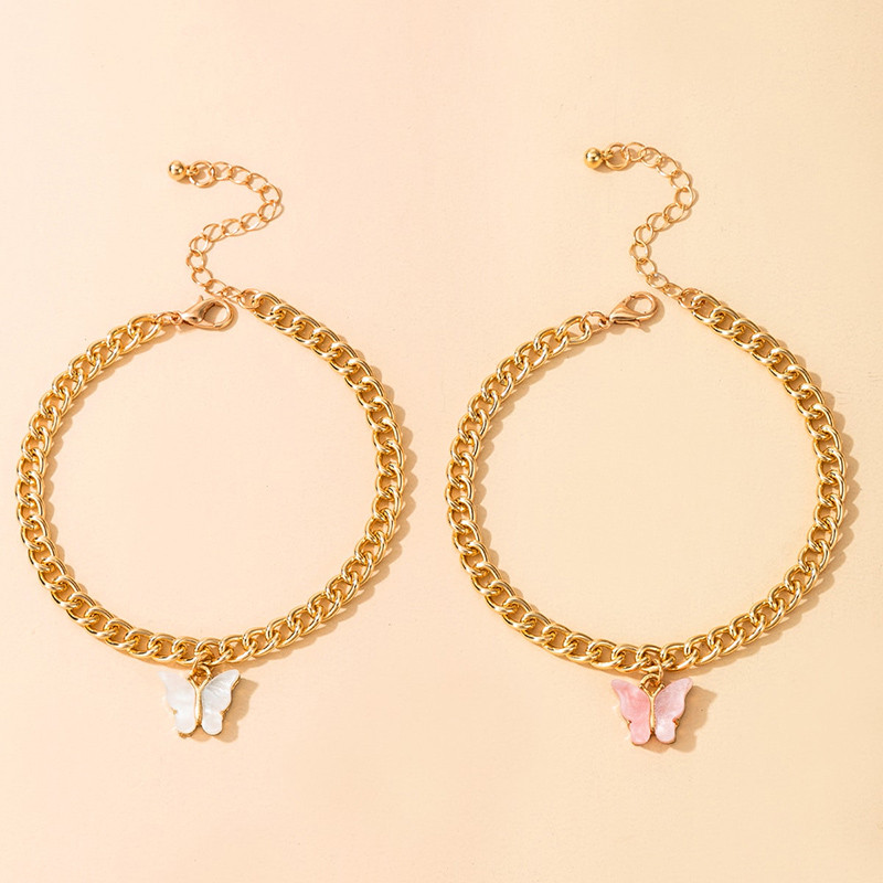 Tocona 2 buc/seturi Pretty Butterfly gleznă pentru femei, fete, colorate, acrilice, lanț gros, picioare, bijuterii, accesorii, cadou 16412