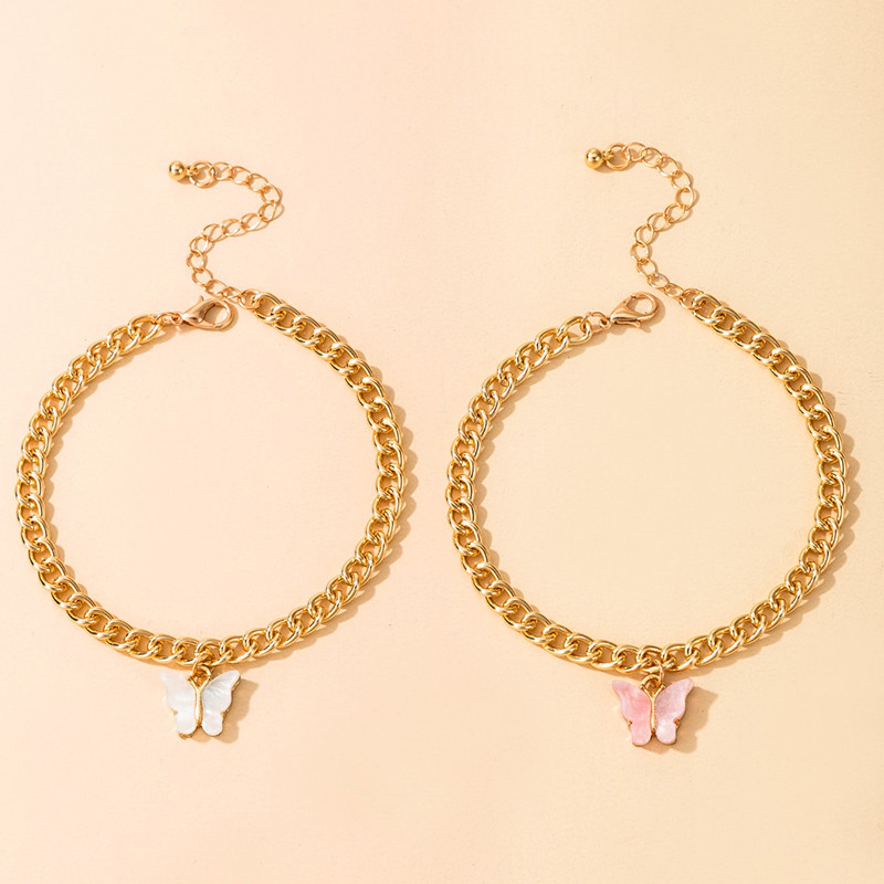 Tocona 2 buc/seturi Pretty Butterfly gleznă pentru femei, fete, colorate, acrilice, lanț gros, picioare, bijuterii, accesorii, cadou 16412