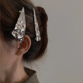 FFLACELL 2 Buc/Set Triunghi Geometric Strasuri Stralucitoare Culoare Argintie Barete Metal Vintage Pentru Femei Fete Accesorii pentru Par