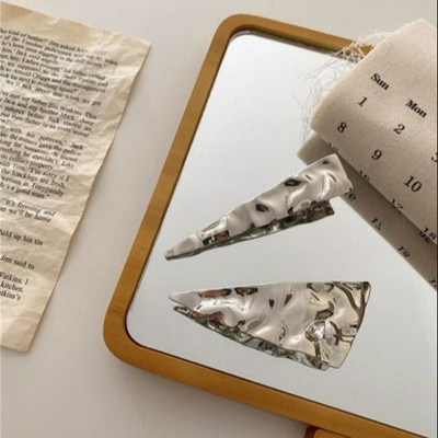 FFLACELL 2 Buc/Set Triunghi Geometric Strasuri Stralucitoare Culoare Argintie Barete Metal Vintage Pentru Femei Fete Accesorii pentru Par