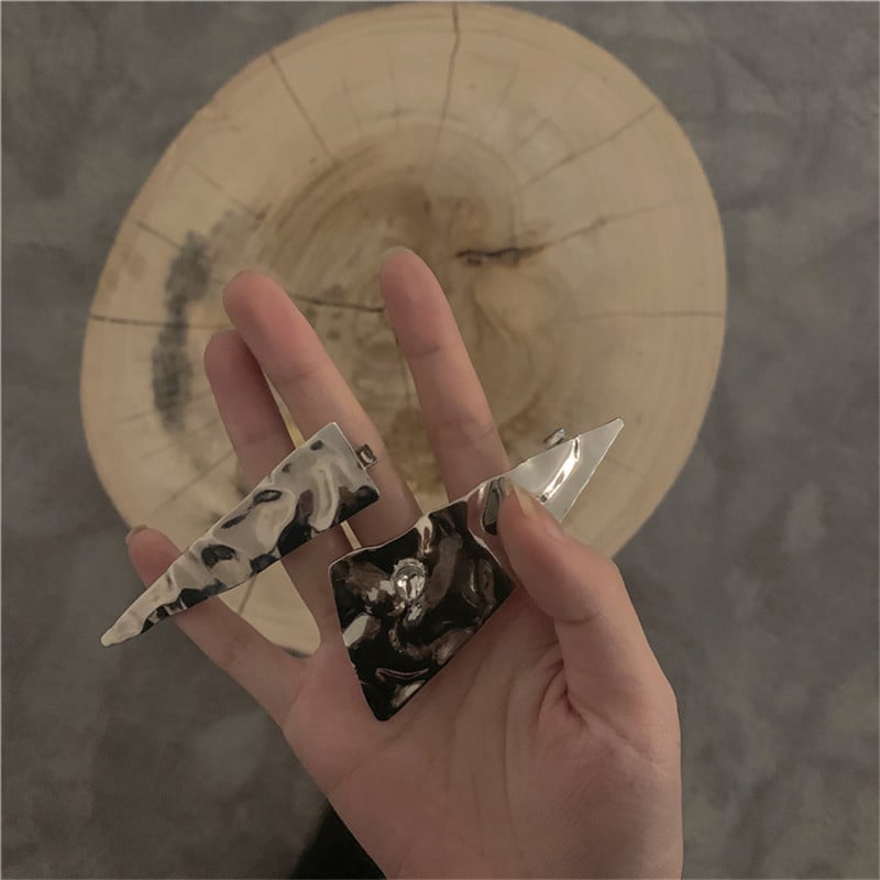 FFLACELL 2 Buc/Set Triunghi Geometric Strasuri Stralucitoare Culoare Argintie Barete Metal Vintage Pentru Femei Fete Accesorii pentru Par