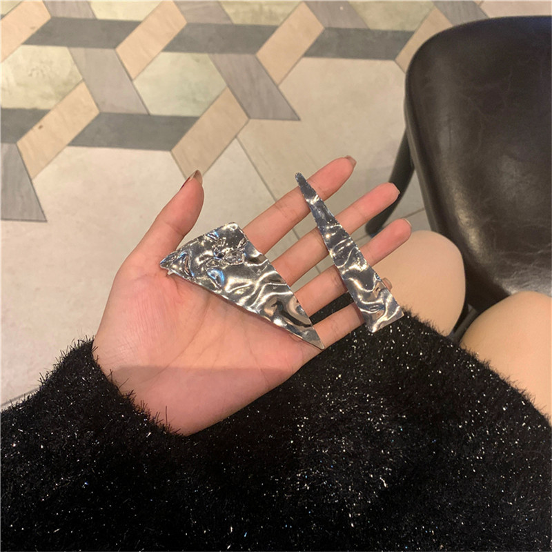 FFLACELL 2 Buc/Set Triunghi Geometric Strasuri Stralucitoare Culoare Argintie Barete Metal Vintage Pentru Femei Fete Accesorii pentru Par