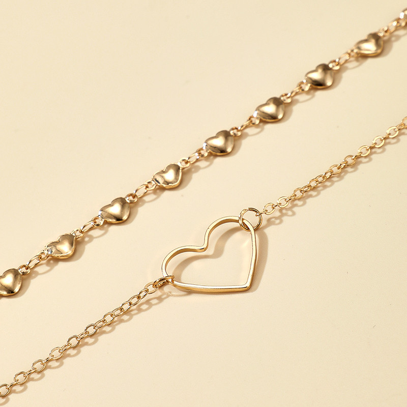 Tocona Lovely Hollow Heart Anklets Femei Charms Auriu Aliaj Metal Lanț reglabil pentru picioare Bijuterii boeme 2 buc/seturi 15212