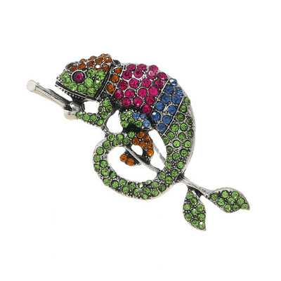 Morkopela nagy kaméleon bross kiváló minőségű állati zománctű strasszos divat ruházati kiegészítők ékszerek fibulák jó ajándék