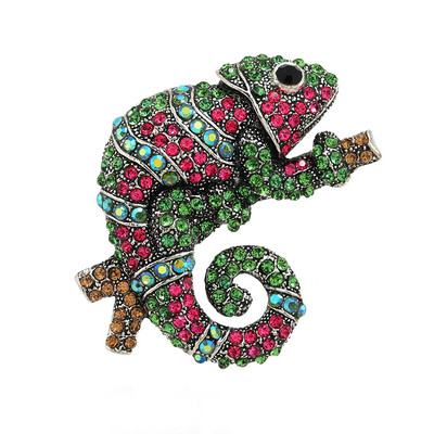 Morkopela nagy kaméleon bross kiváló minőségű állati zománctű strasszos divat ruházati kiegészítők ékszerek fibulák jó ajándék