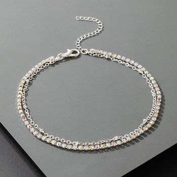 Tocona Luxury Squre Crystal Stone Foot Chain за жени Сребърен цвят, мъниста, регулируеми глезени, летни аксесоари за бижута w-62