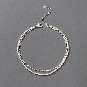 Tocona Luxury Squre Crystal Stone Foot Chain за жени Сребърен цвят, мъниста, регулируеми глезени, летни аксесоари за бижута w-62