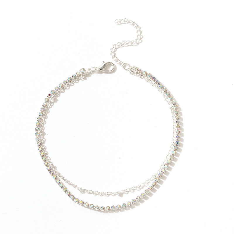 Tocona Luxury Squre Crystal Stone láblánc női ezüst színű gyöngyös állítható bokaláncok nyári ékszer kiegészítők w-62