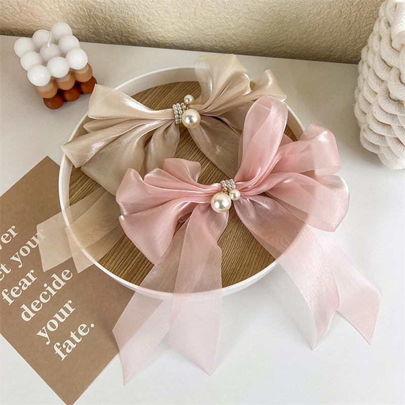 2022 de vară șifon șifon cu perle pandantiv barete la modă coreeană agrafă de păr femei accesorii de păr coadă de cal