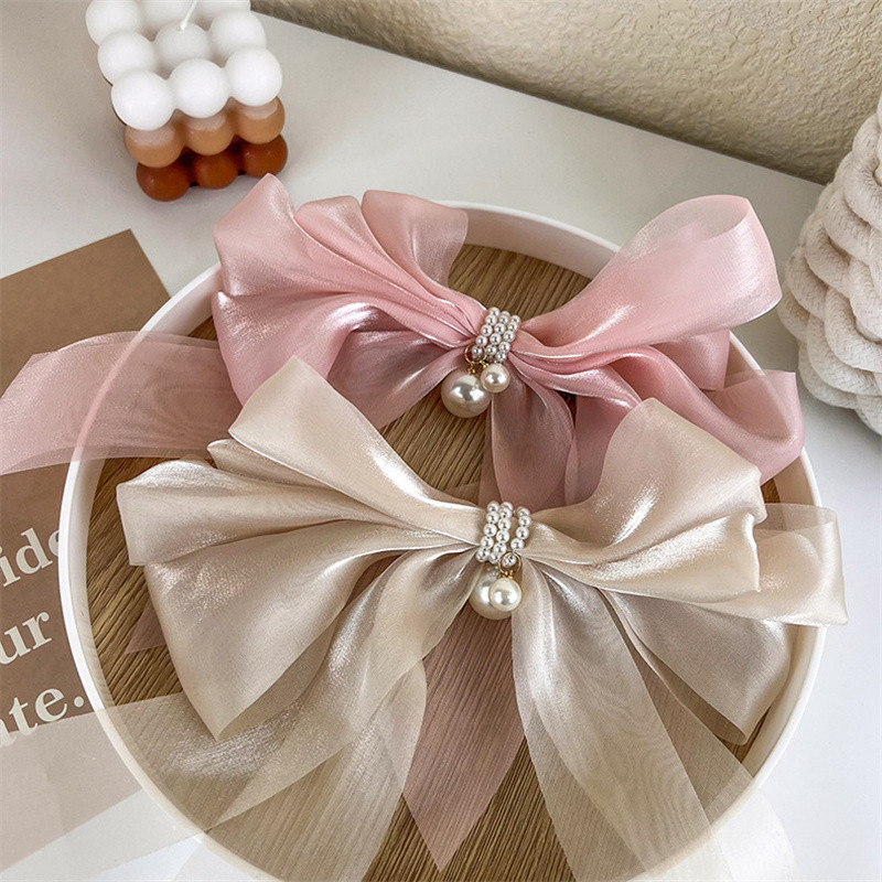 2022 de vară șifon șifon cu perle pandantiv barete la modă coreeană agrafă de păr femei accesorii de păr coadă de cal