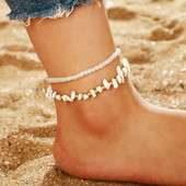 Tocona Charms rankų darbo karoliukais papuoštos kulkšnys moterims Vasaros akmens reguliuojama pėdų grandinėlė Bohemian Jewelry Didmeninė prekyba 2vnt./rinkinys 7072