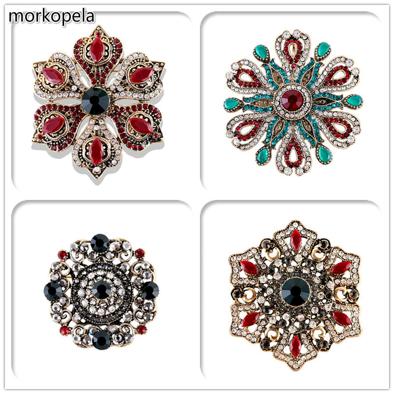 Broșă de banchet din cristal de lux Morkopela Bijuterii vintage cu strass Broșe mari și ace pentru femei Accesorii cadou