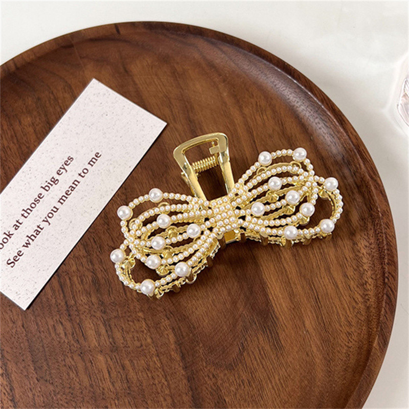 Temperament Pearl Strass Arc de prindere Clip pentru Fată Coada de Cal Gheara de păr Elegantă Dimensiune Mari Accesorii de păr Femei