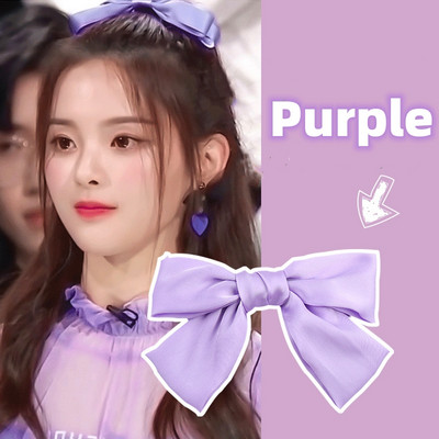 Agrafe de păr cu fundă elegantă, panglică, modă pentru femei, agrafă de primăvară, culoare uni, satin, retro, simple, baroche pentru fete.