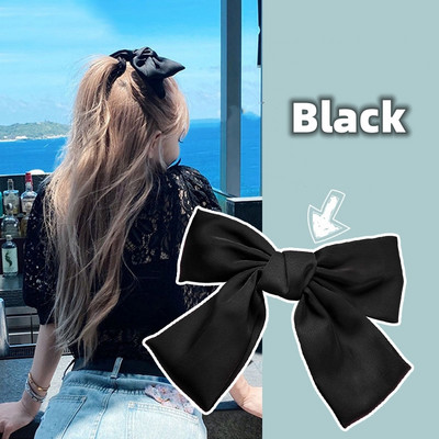 Agrafe de păr cu fundă elegantă, panglică, modă pentru femei, agrafă de primăvară, culoare uni, satin, retro, simple, baroche pentru fete.