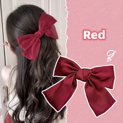 Agrafe de păr cu fundă elegantă, panglică, modă pentru femei, agrafă de primăvară, culoare uni, satin, retro, simple, baroche pentru fete.