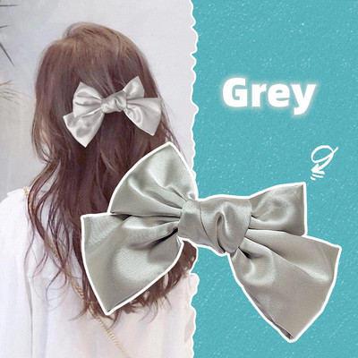 Agrafe de păr cu fundă elegantă, panglică, modă pentru femei, agrafă de primăvară, culoare uni, satin, retro, simple, baroche pentru fete.