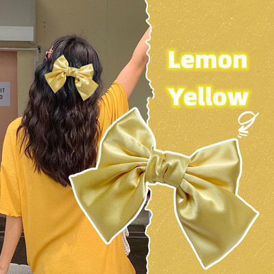 Agrafe de păr cu fundă elegantă, panglică, modă pentru femei, agrafă de primăvară, culoare uni, satin, retro, simple, baroche pentru fete.