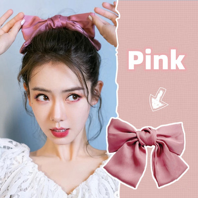 Agrafe de păr cu fundă elegantă, panglică, modă pentru femei, agrafă de primăvară, culoare uni, satin, retro, simple, baroche pentru fete.