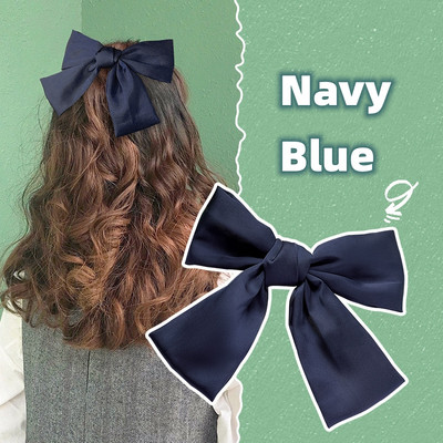 Agrafe de păr cu fundă elegantă, panglică, modă pentru femei, agrafă de primăvară, culoare uni, satin, retro, simple, baroche pentru fete.