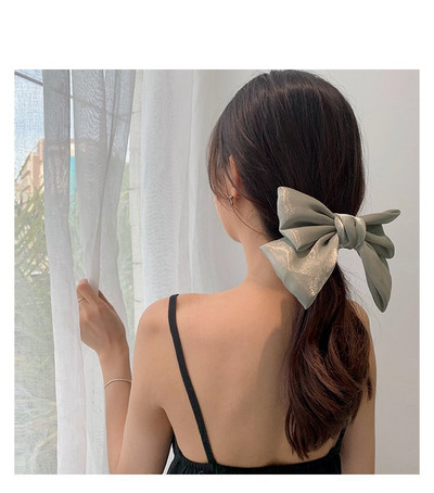 Agrafe de păr cu fundă elegantă, panglică, modă pentru femei, agrafă de primăvară, culoare uni, satin, retro, simple, baroche pentru fete.