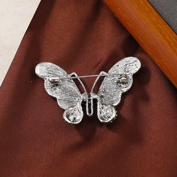 Morkopela Crystal Butterfly καρφίτσα Vintage πολύχρωμες καρφίτσες από σμάλτο εντόμων Καρφίτσες για γυναίκες κασκόλ Κλιπ Ρούχα πουλόβερ Κοσμήματα