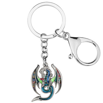 BONSNY din aliaj emailat, floral, mitic, lung, dragon, breloc, breloc la modă, inel, bijuterii pentru femei, bărbați, cadouri cu farmec pentru adolescenți