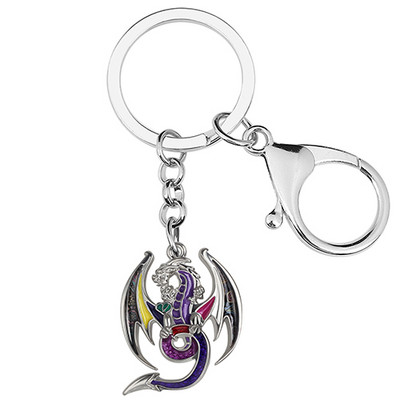 BONSNY din aliaj emailat, floral, mitic, lung, dragon, breloc, breloc la modă, inel, bijuterii pentru femei, bărbați, cadouri cu farmec pentru adolescenți