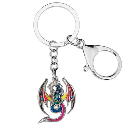 BONSNY din aliaj emailat, floral, mitic, lung, dragon, breloc, breloc la modă, inel, bijuterii pentru femei, bărbați, cadouri cu farmec pentru adolescenți