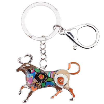 Bonsny Email Star Lucky Zodiac TAUR Breloc Femei Breloc Cadou Poșetă Breloc Breloc Cheie Mașină Poșetă Bijuterii Halcyone