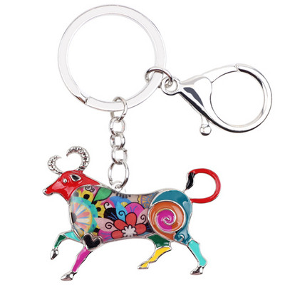 Bonsny Email Star Lucky Zodiac TAUR Breloc Femei Breloc Cadou Poșetă Breloc Breloc Cheie Mașină Poșetă Bijuterii Halcyone