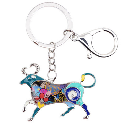 Bonsny Email Star Lucky Zodiac TAUR Breloc Femei Breloc Cadou Poșetă Breloc Breloc Cheie Mașină Poșetă Bijuterii Halcyone