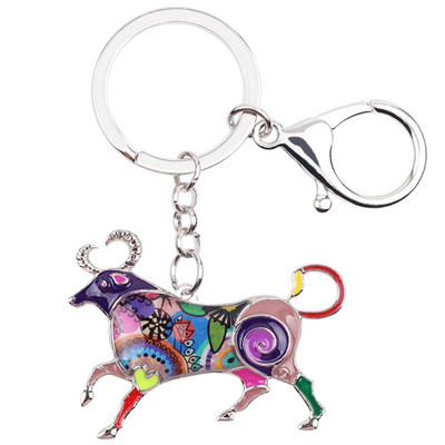 Bonsny Email Star Lucky Zodiac TAUR Breloc Femei Breloc Cadou Poșetă Breloc Breloc Cheie Mașină Poșetă Bijuterii Halcyone