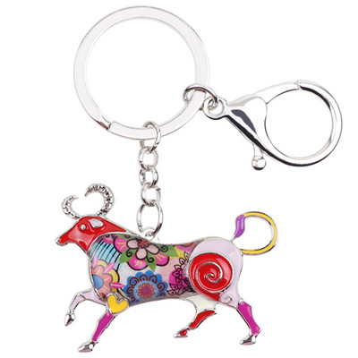 Bonsny Email Star Lucky Zodiac TAUR Breloc Femei Breloc Cadou Poșetă Breloc Breloc Cheie Mașină Poșetă Bijuterii Halcyone