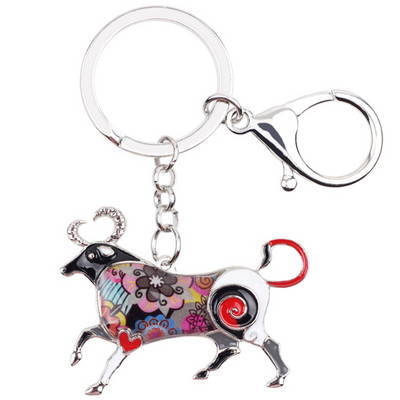 Bonsny Email Star Lucky Zodiac TAUR Breloc Femei Breloc Cadou Poșetă Breloc Breloc Cheie Mașină Poșetă Bijuterii Halcyone