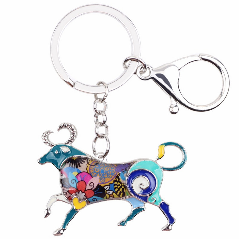 Bonsny Email Star Lucky Zodiac TAUR Breloc Femei Breloc Cadou Poșetă Breloc Breloc Cheie Mașină Poșetă Bijuterii Halcyone