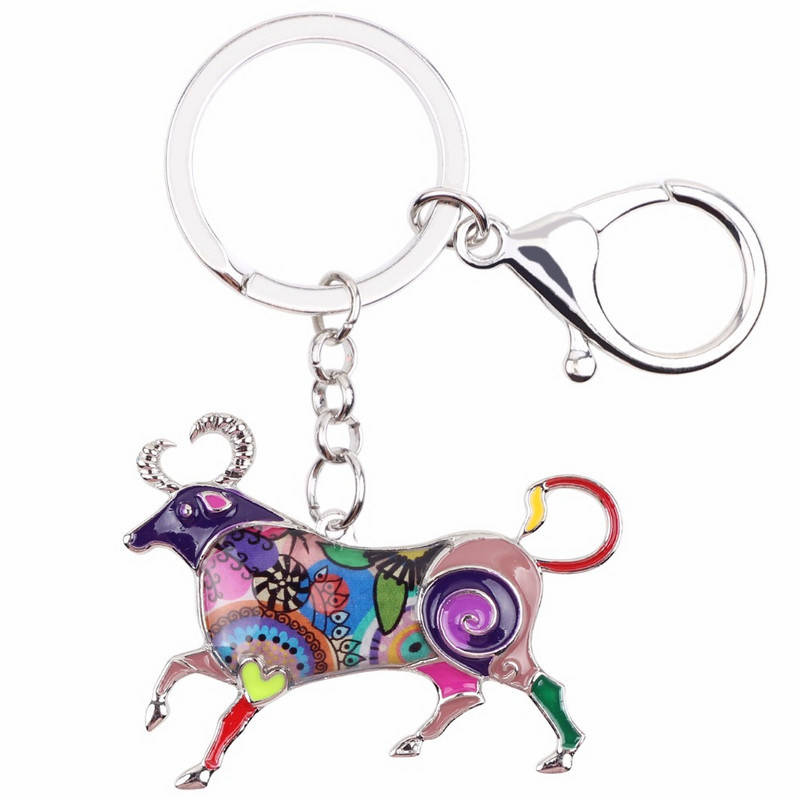 Bonsny Email Star Lucky Zodiac TAUR Breloc Femei Breloc Cadou Poșetă Breloc Breloc Cheie Mașină Poșetă Bijuterii Halcyone