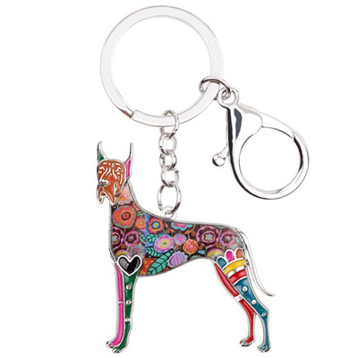 „Bonsny“ gyvūnų emalis „Great Dane Dog“ Raktų pakabukai Moteriški Raktų Pakabukai Dovana Mergaitei Rankinė Pakabukai Raktų pakabukai Automobilių raktų Pakabukai Papuošalai