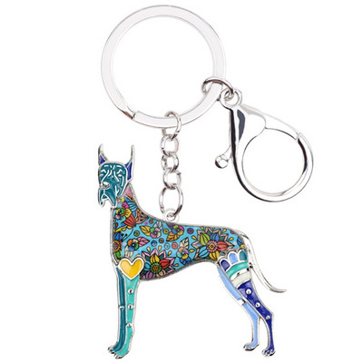 „Bonsny“ gyvūnų emalis „Great Dane Dog“ Raktų pakabukai Moteriški Raktų Pakabukai Dovana Mergaitei Rankinė Pakabukai Raktų pakabukai Automobilių raktų Pakabukai Papuošalai