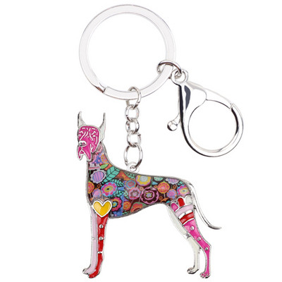 „Bonsny“ gyvūnų emalis „Great Dane Dog“ Raktų pakabukai Moteriški Raktų Pakabukai Dovana Mergaitei Rankinė Pakabukai Raktų pakabukai Automobilių raktų Pakabukai Papuošalai