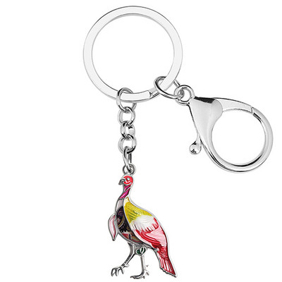 BONSNY Ziua Recunostintei din aliaj emailat dulce curcan pui brelocuri moda breloc inel bijuterii pentru femei barbati adolescenti farmec cadouri