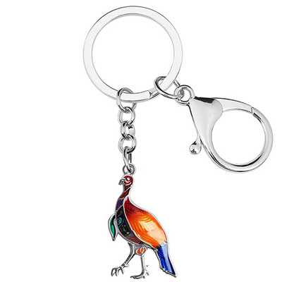 BONSNY Ziua Recunostintei din aliaj emailat dulce curcan pui brelocuri moda breloc inel bijuterii pentru femei barbati adolescenti farmec cadouri