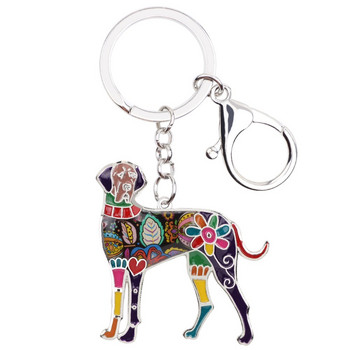 Κρεμαστό με μπρελόκ από κράμα σμάλτου Bonsny Great Dane Dog Keychain δαχτυλίδια ζωικά κοσμήματα για γυναίκες κορίτσια, λάτρεις των κατοικίδιων, μενταγιόν τσάντα δώρου