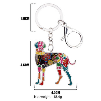 Κρεμαστό με μπρελόκ από κράμα σμάλτου Bonsny Great Dane Dog Keychain δαχτυλίδια ζωικά κοσμήματα για γυναίκες κορίτσια, λάτρεις των κατοικίδιων, μενταγιόν τσάντα δώρου