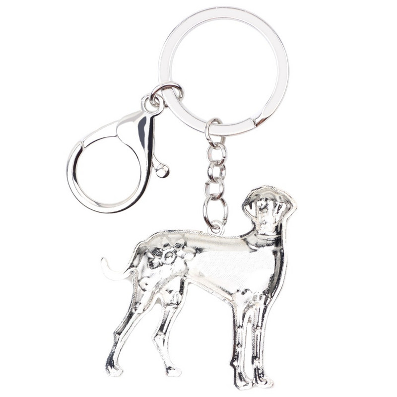 Din aliaj email Bonsny în picioare Great Dane Dog Breloc Breloc Inele Bijuterii cu animale pentru femei Fete Iubitorii de animale de companie pandantiv geantă cadou