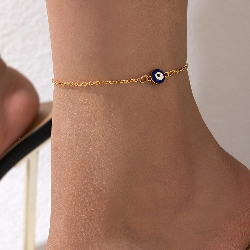 „Tocona“ paprasto dizaino aukso sidabro spalvos vienguba kulkšnies apyrankė moterims „Bohemian Devil's Eye“ lydinio grandinėlė Vakarėlis Papuošalai Dovanos Priedai